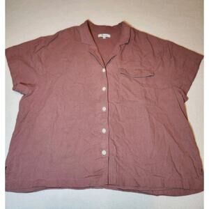 Madewell Women's Linen-Blend Camp Shirt Resort XL Vintage Quartz Pink Mauve‎
